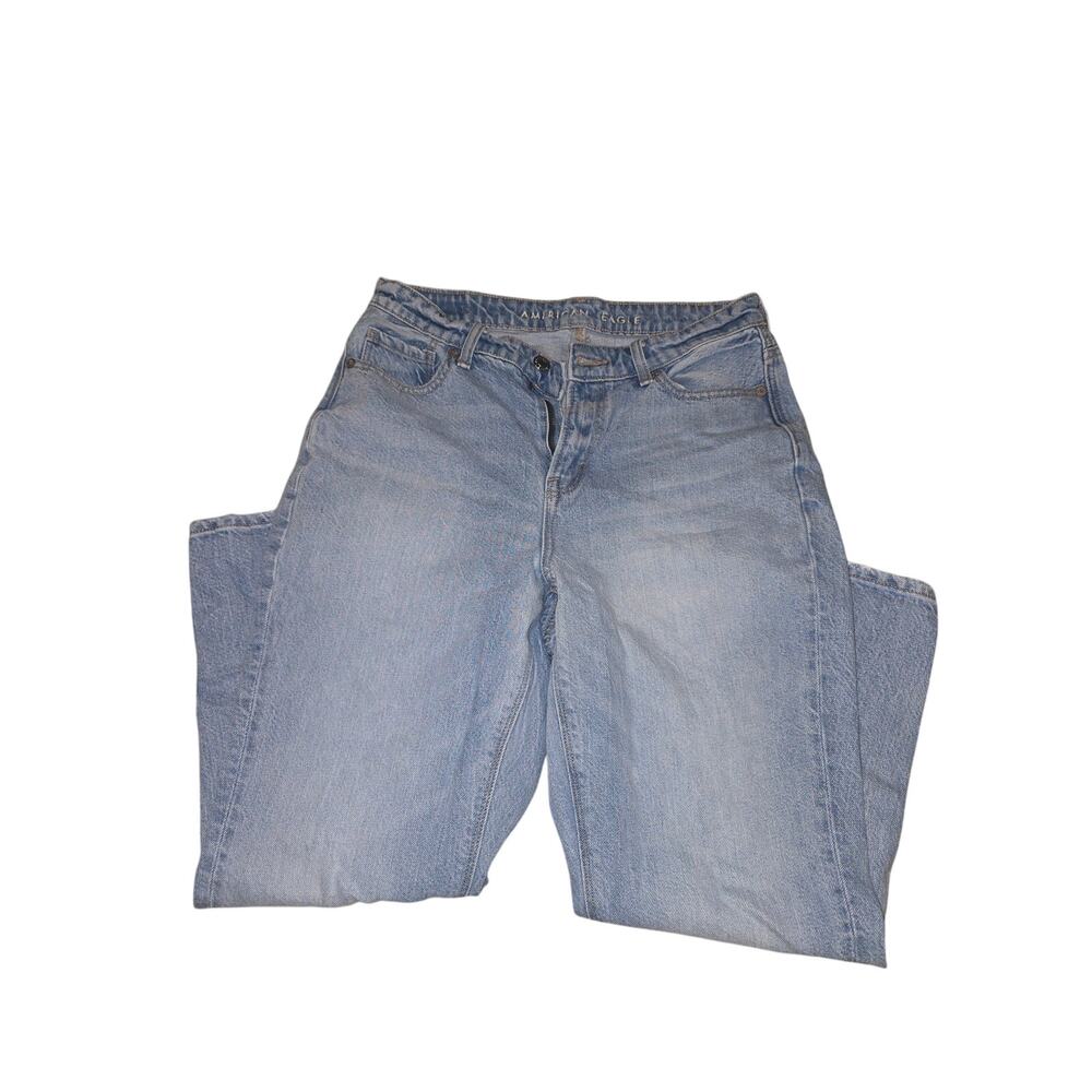 American eagle woman 4 petite light wash blue straight leg
